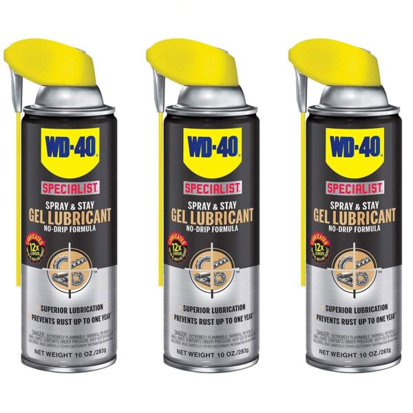 WD-40 Specialist Spray and Stay Gel Lubricant Aerosol Spray - 10 Oz. (Pack of 3)